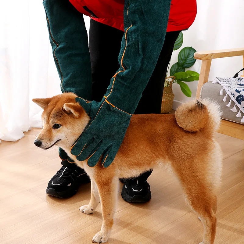 Anti-bite Thick Leather Safety Glove For Animal Pet training Feeding Pet Supplies Grasping Biting Protective Glovess Dog Gift