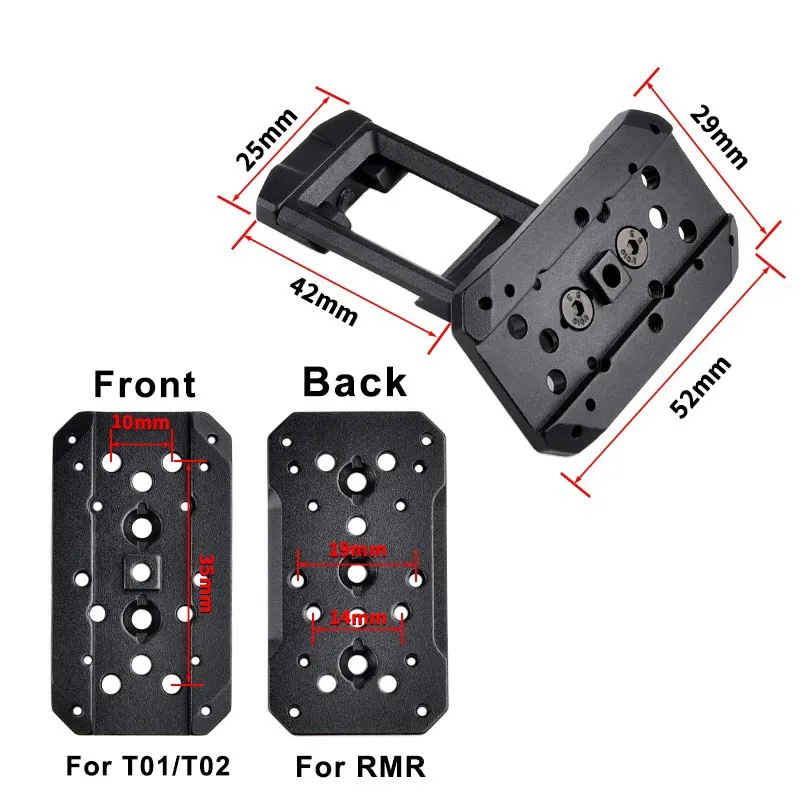 WADSN StrikeTactical Metal Side Sight Mount Base T series/RMR Holographic Sight Offset Mount Bracket For 20mm Picatinny rail