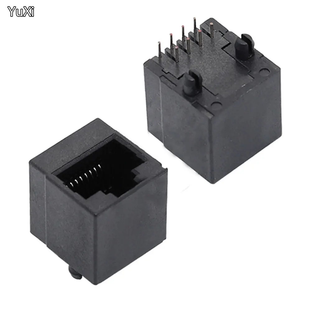 

YUXI 10Pcs RJ45 Network Socket Female 5224 8P8C In-line Vertical RJ45 180 Degree Full Plastic