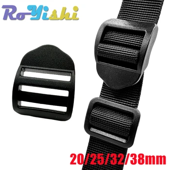 5 Pcs/Pack Black Ladder Lock/Tri-Glide Slider Plastic Buckles For Backpack Straps Webbing 20-38mm