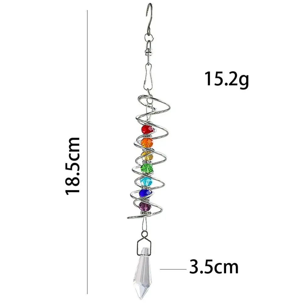 Creative 3D Spiral Tailwind Crystal Suncatcher Rotating Rainbow Maker Spinning Crystal Ball Eternal Power Pendant for Outdoor