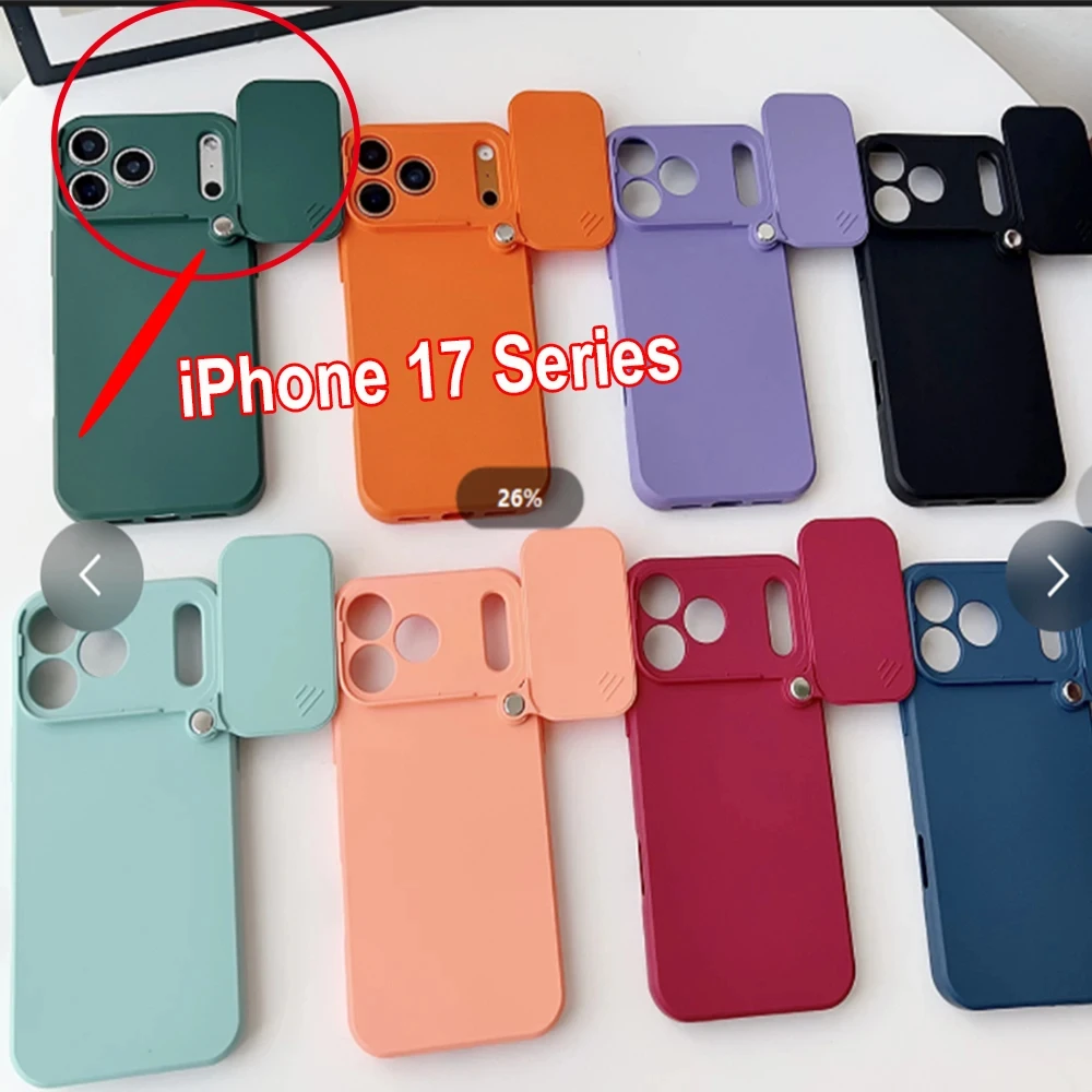 Solid Color Slide Camera Protection Shockproof Cover with Flip Lens Protection