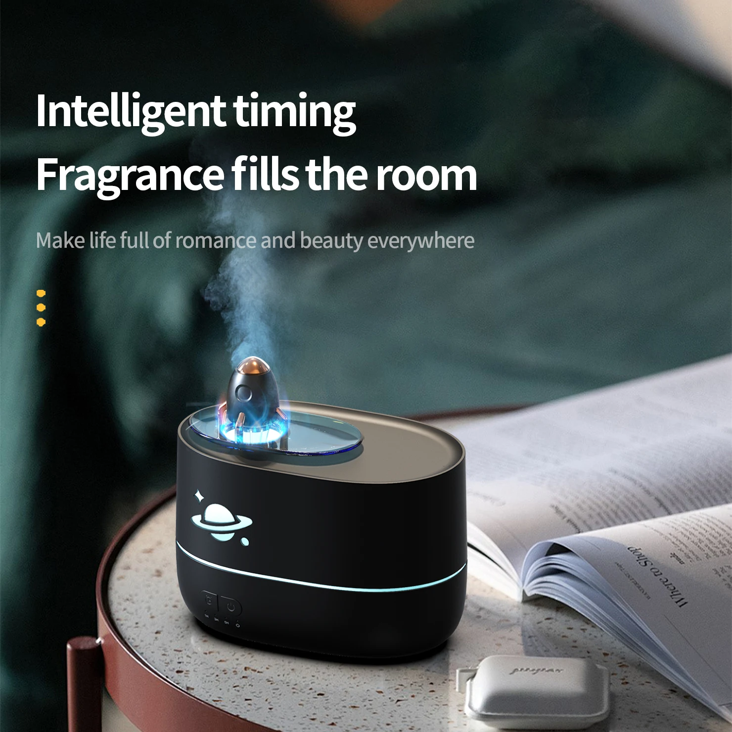 Creative Rocket Humidifier Aromatherapy Machine Household Colorful Dazzling Light Perfume Nano Mist Essential Oil Air Diffuser 3