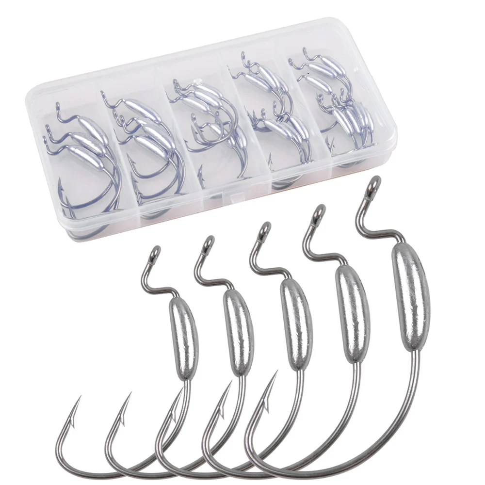 25Pcs Worm Jig Heads Gewogen Jig Haken Voor Bass Fishing Wide Gap Crank