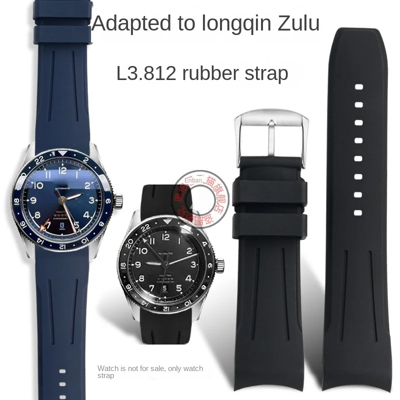 Cinturino Sportivo Curvo In Gomma Fluorurata Per Longines Spirit 42Mm Quadrante Zulu Series L3.812 Cinturino Morbido Parti Di Orologi Impermeabili 22M