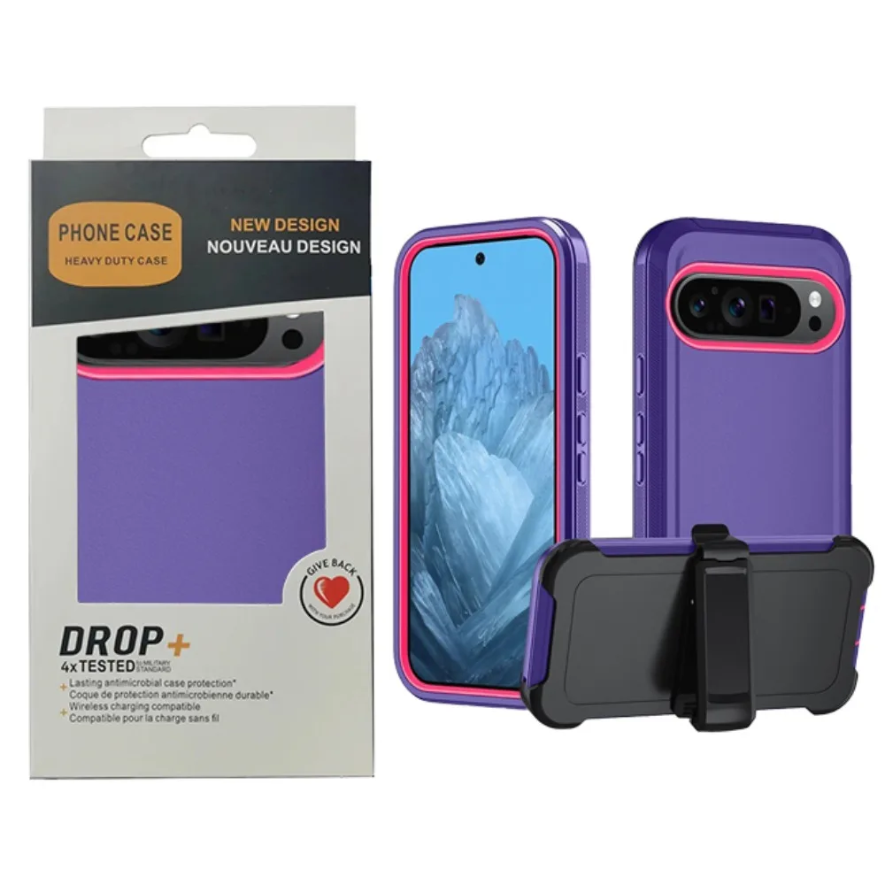 Durable 3-in-1 Rotating Belt Clip Armor Phone Case with Enhanced Shockproof Protection