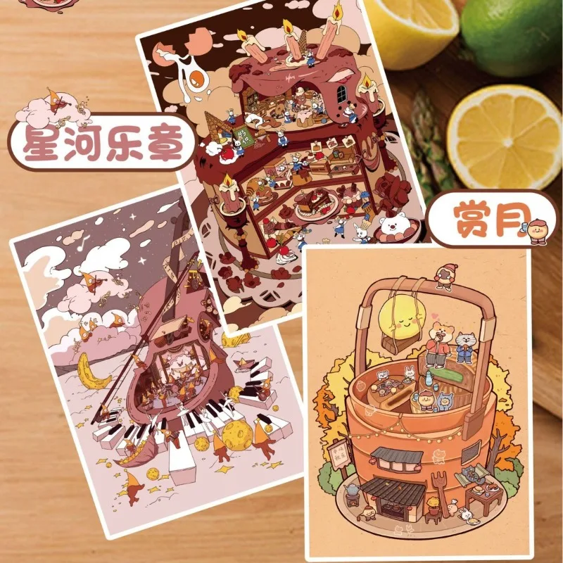 Large Size Miniature World Landscape 3D Stickers Decompression DIY for Children and Adults Popular Gifts Party Favors