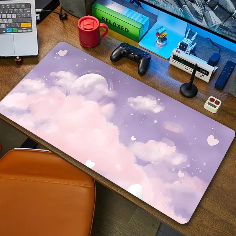 

Large Art Sky Mouse Pad Moon Space Mousepad Desk Mat Gamer Hot Keyboard Pads XXL Gaming Accessories Mousepads Locking Edge Rug