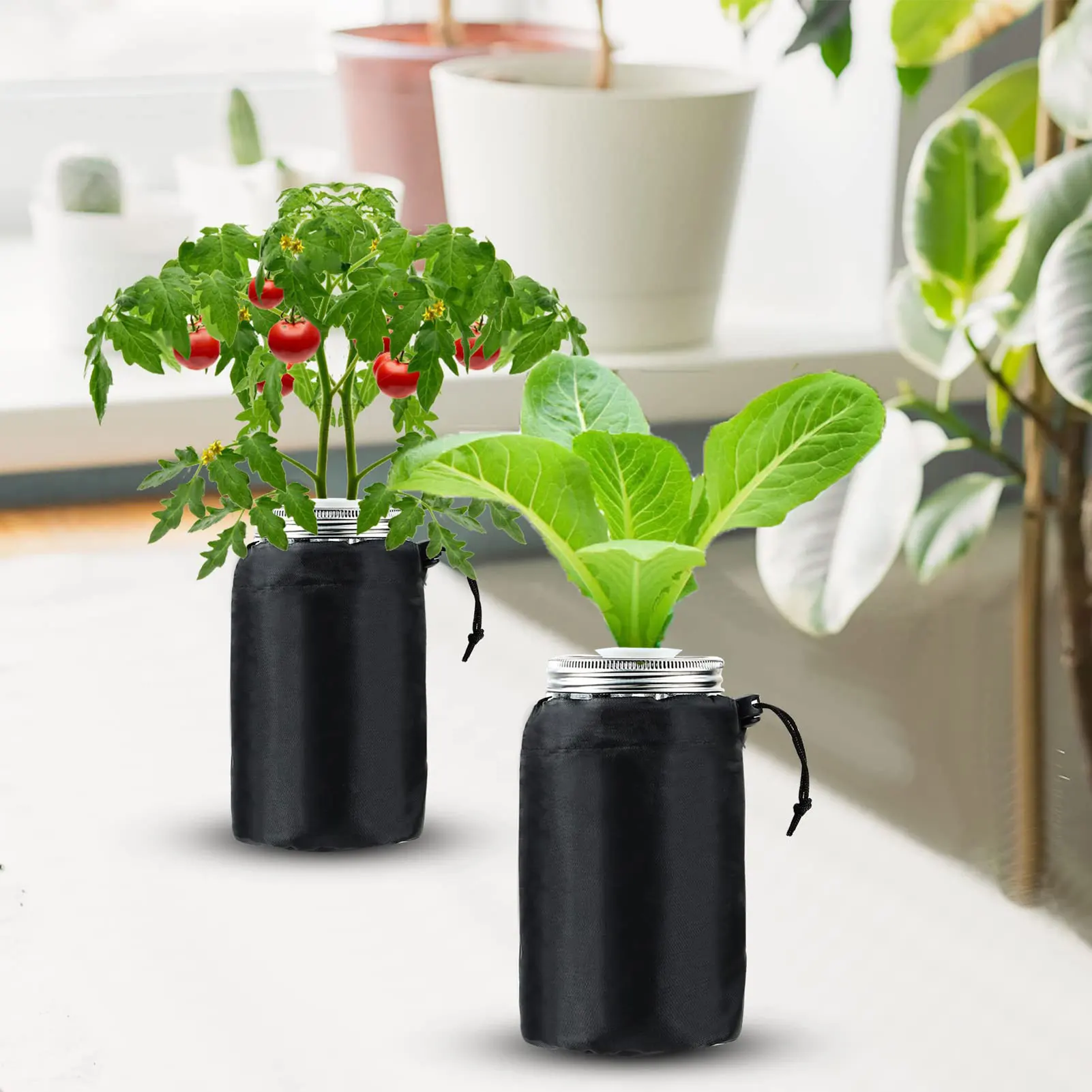 Blackout Sleeves for Mason Jars Wide Mouth Mason Jar Grow Cover Washable Sprout Jar Shade Cover with Adjustable Buckle