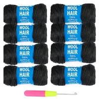 5 Roll Black Brazilian Wool Hair Acrylic Yarn For African Synthetic Braiding Hair Extension for Women Black 1