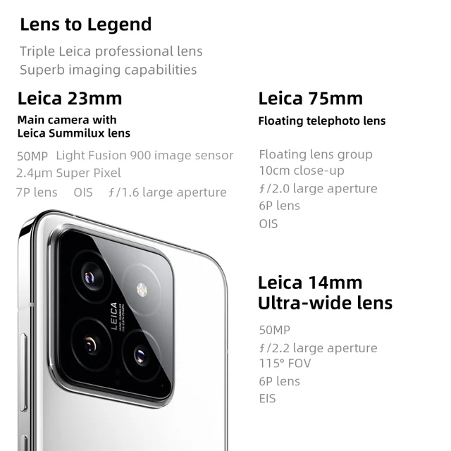 Global Version Xiaomi Mi 14 5G Smartphone 256GB/512GB Snapdragon 8 Gen 3 AMOLED 1.5K Display 90W HyperCharge 50MP Leica Camera 5