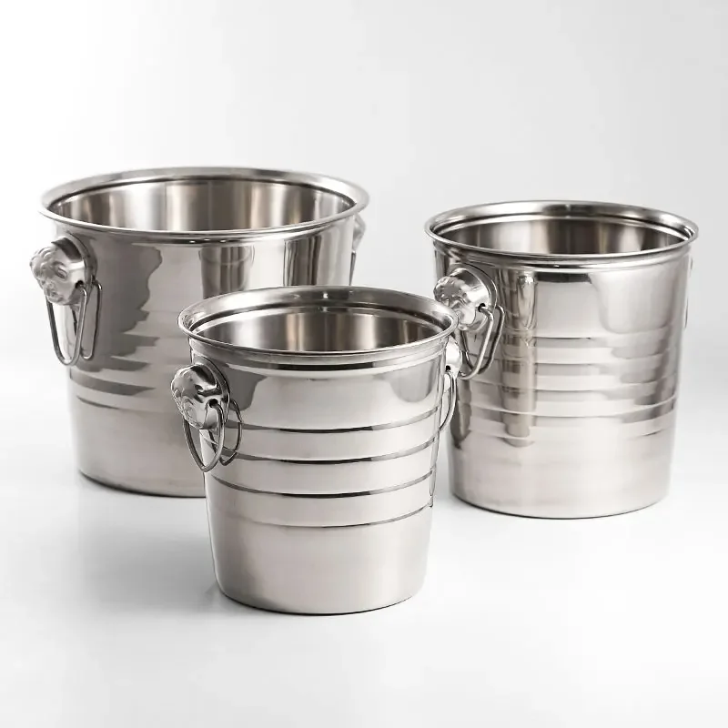 Gold Golden Thick Tiger Head Stainless Steel Ice Punch Bucket Wine Beer Cooler Champagne Cooler Party KTV double ear ice bucket