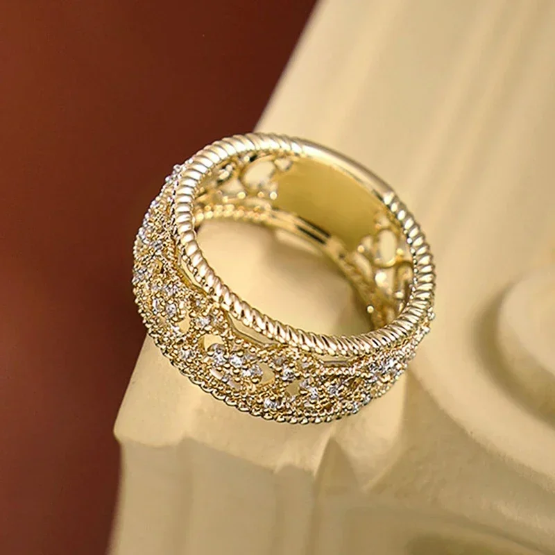 Bridal Wedding Rings Hollow Band Paved CZ Women Party Jewelry wedding rings,womens ring,jewelry rings,ring jewelry,cubic zircon ring
