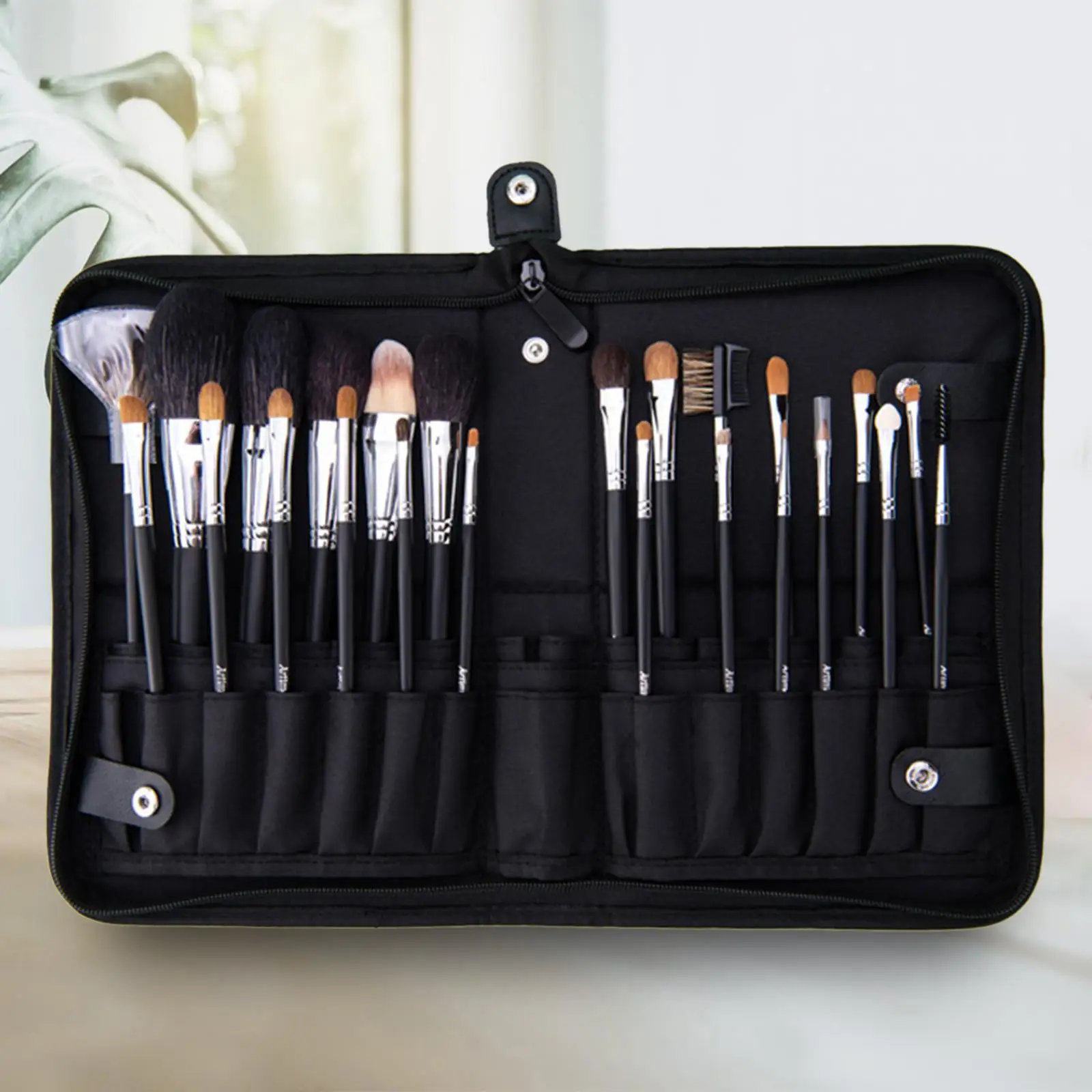 Makeup Brushes Organizer Bag Zipper Design Stand up Dust Proof Foldable Pouch Cosmetic Case for Eyeshadow Brush Eyebrow Pencil