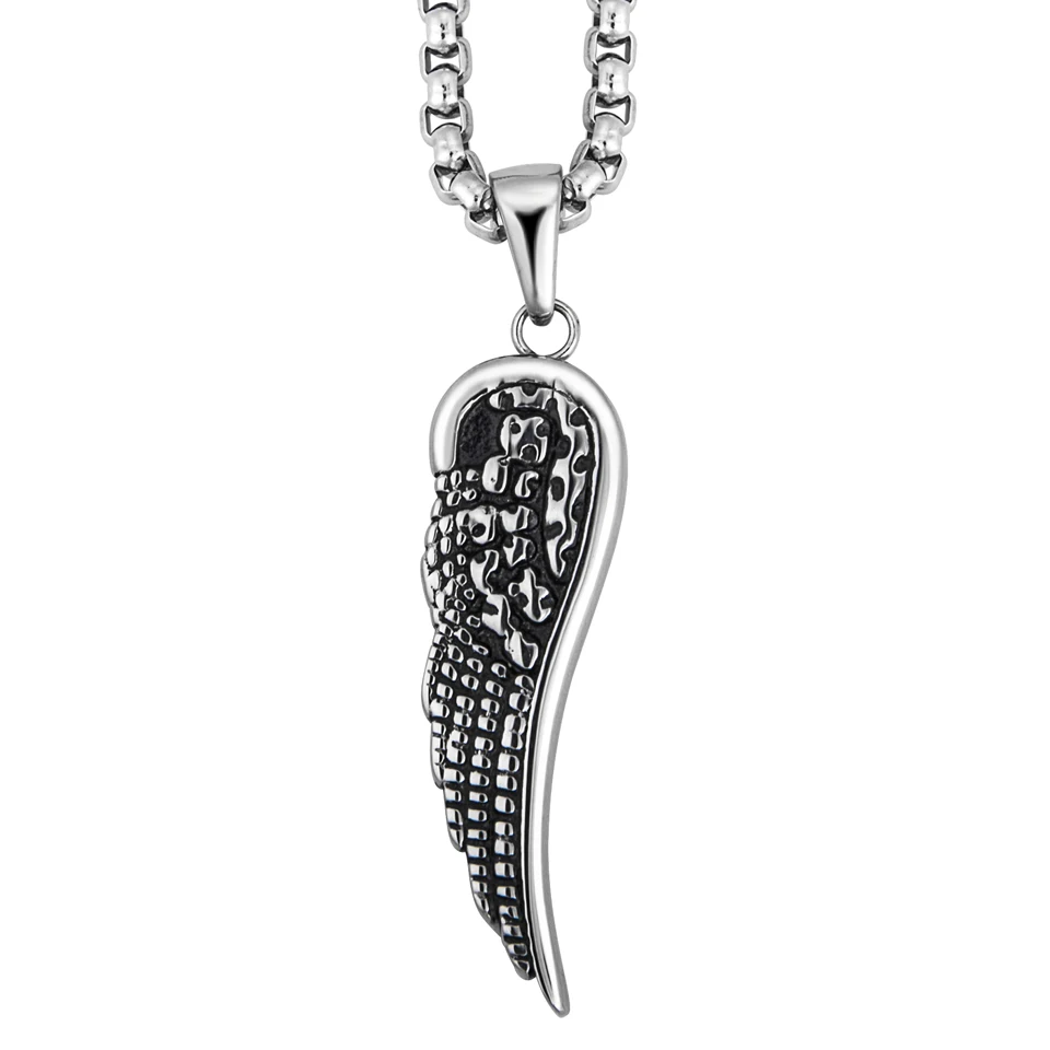 VANAXIN Antique Charms Angel Wings Pendants For Women Men Stainless Steel Necklace Antique Jewelry Gift