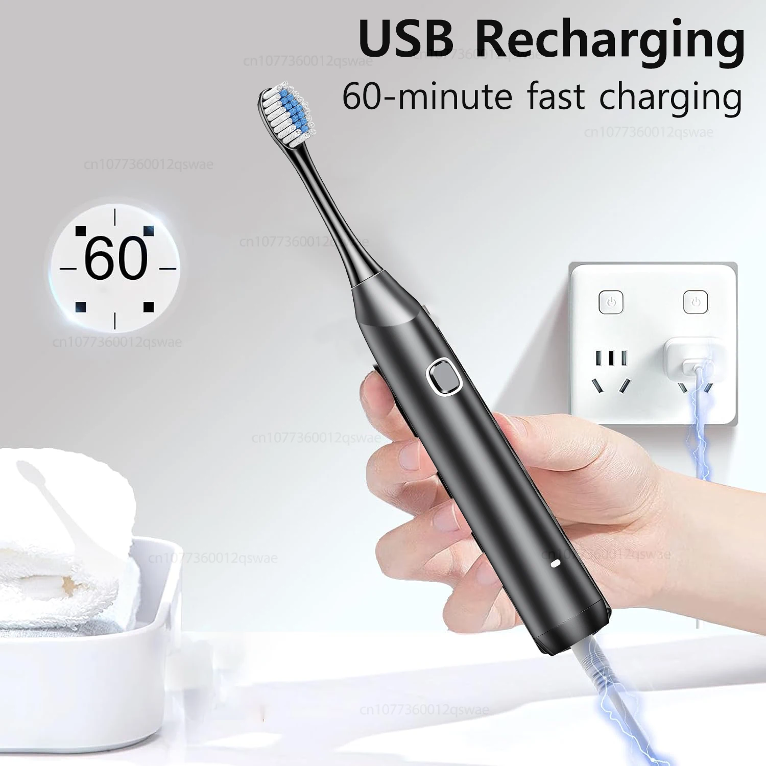 Sonic Electric Toothbrush for Adults Rechargeable Electric Toothbrush with 8 Brush Heads Travel Case