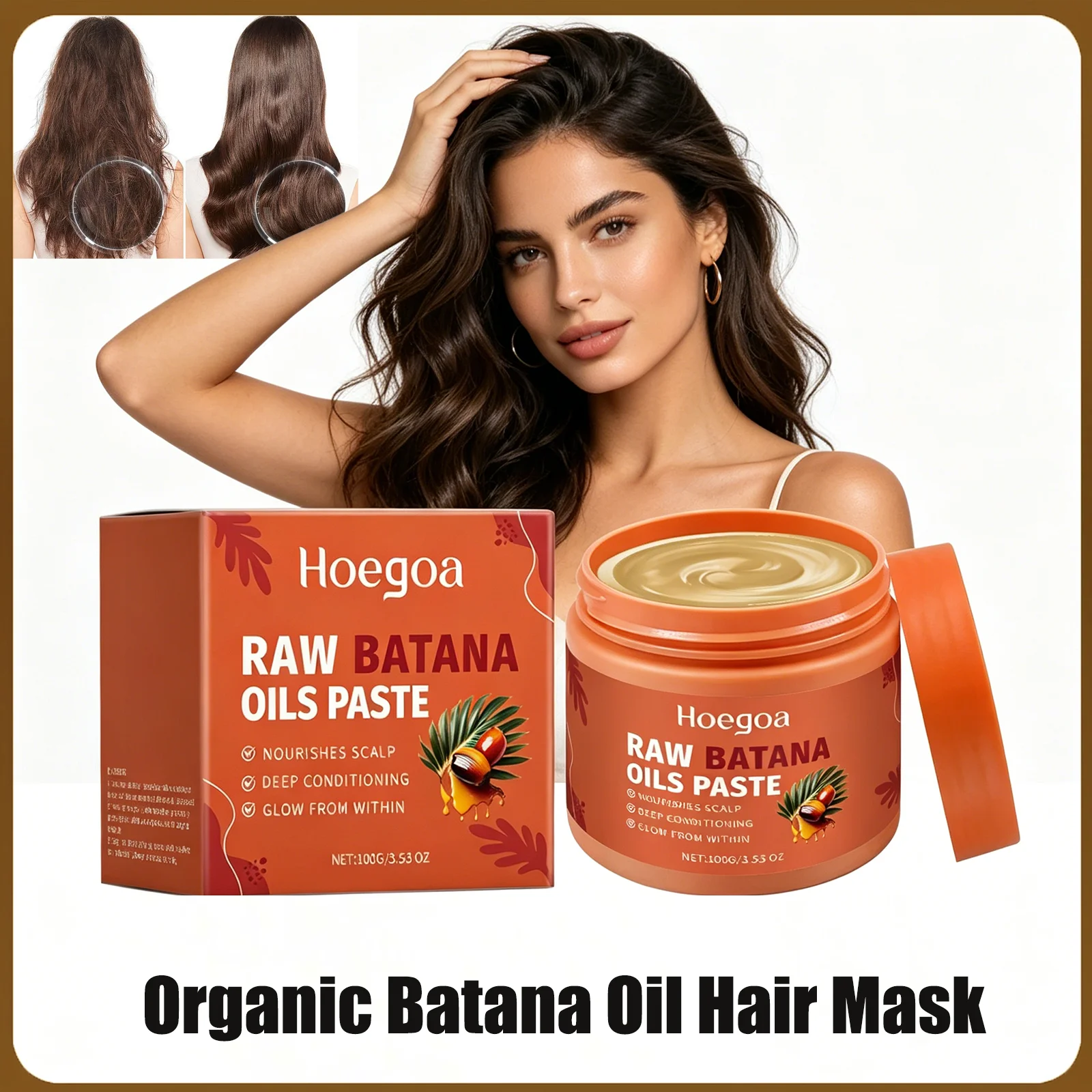 Organic Batana Oil Hair Mask Nourish Hair Repair Split Ends Reduce Hair Loss Prevent Breakage Smooth Strands Hair Care Product