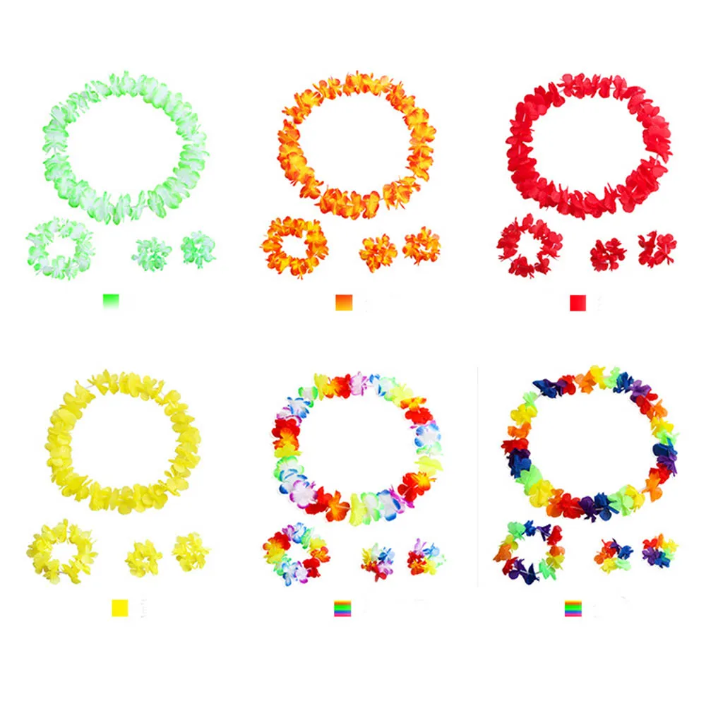

4pcs Hawaiian Party Artificial Flowers Beach Flower Silk Garland Necklace Hawaii Summer Wedding Birthday Tropical Party Decor
