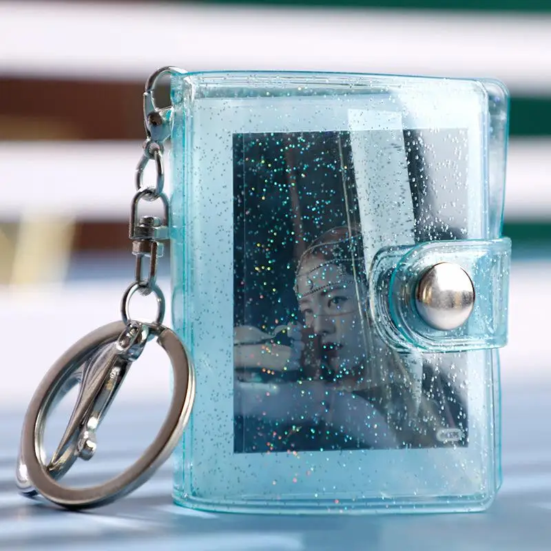 Mini Album Fotografico Trasparente Con Portachiavi – 6,2 Cm, Porta 20 Foto Formato 3,5x5,3 Cm, Ciondolo Per Borsa E Regalo Romantico