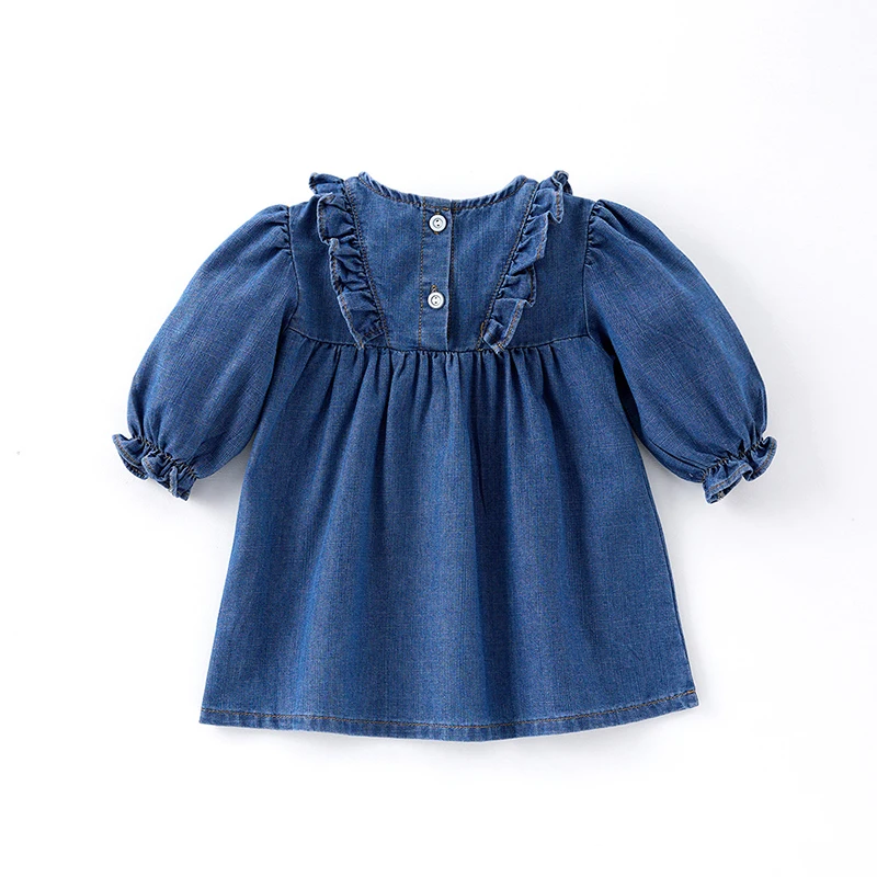 Denim Long Sleeve Dress for Girls Spring Autumn