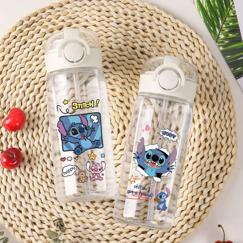 Disney Stitch Sports Water Bottle with Straw Anime Portable Water Bottles  Fitness Bike Cup Summer Outdoor Cold Water Jug 400ML - AliExpress