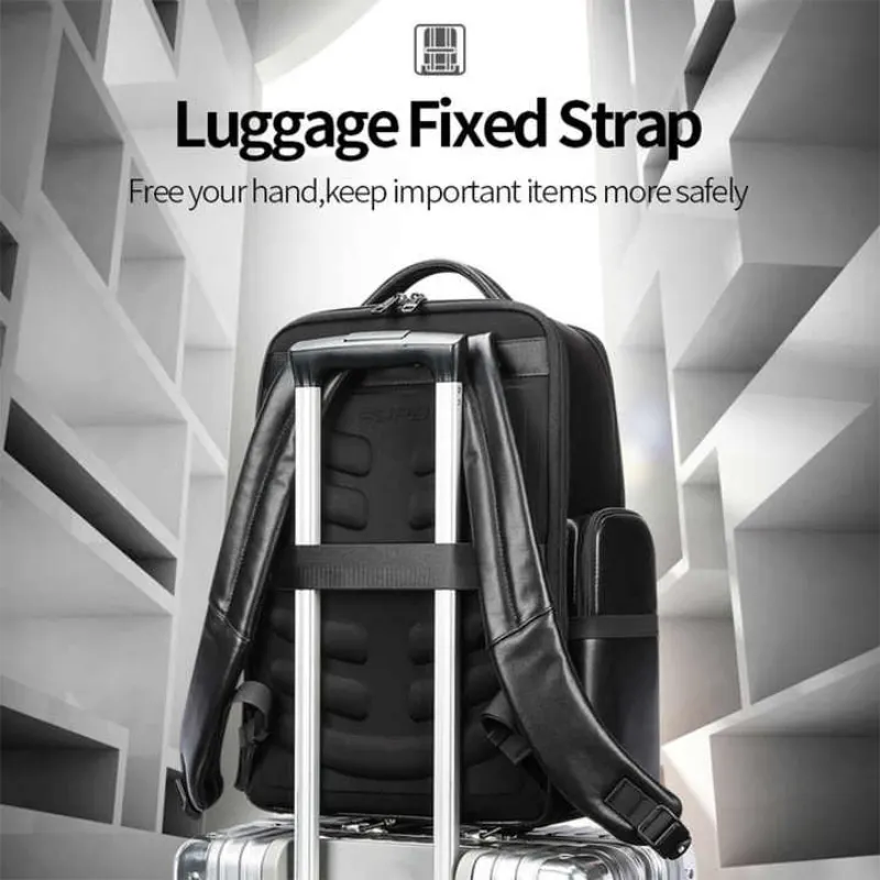 BOPAI Wholesale  Custom Printed Logo Premium Office Luxury Anti Theft For Men 15.6 Inch Laptop With Usb Genuine Leather Backpack 4