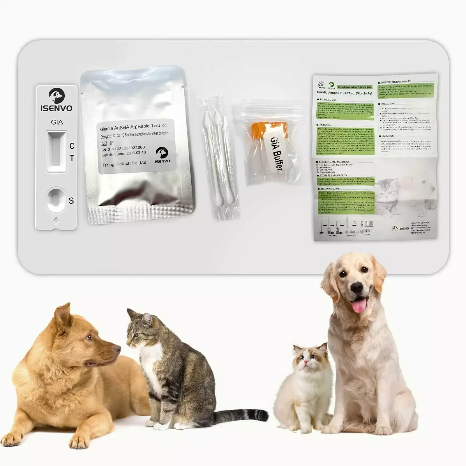 30Pcs GIA-Canine & Feline GIARDIA Rapid Home Health Test Kit for Dogs & Cats