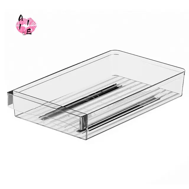 A11E-ลิ้นชักแบบยืดหดได้ รางเลื่อนโปร่งใส ชั้นวางของในครัว กล่องเก็บของแบบเคลื่อนย้ายได้ ตะกร้าเก็บของ กล่องเก็บของ 1