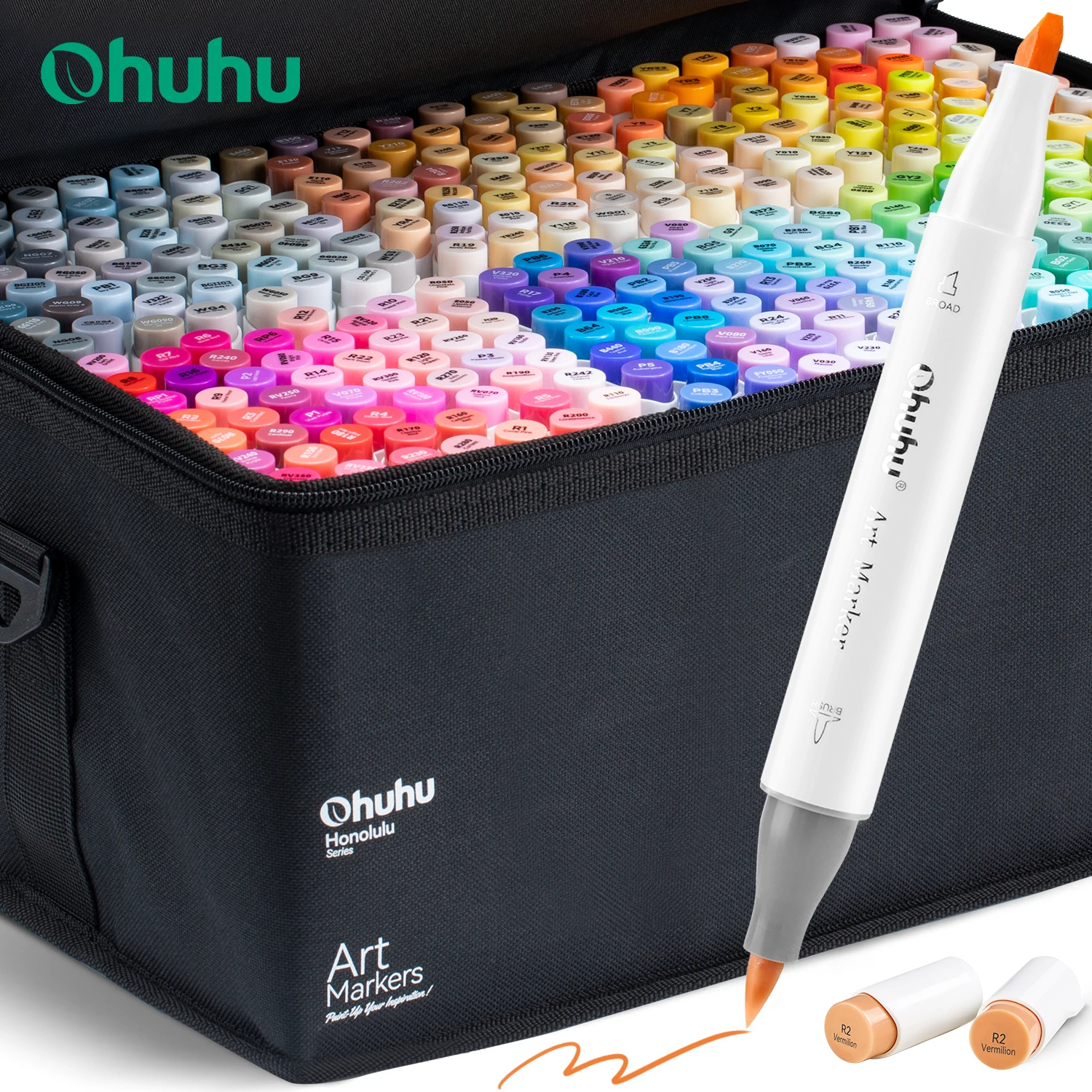 OhuhuHonolulu320ColorMarkerPenSetOilyAlcoholArtMarkersDual