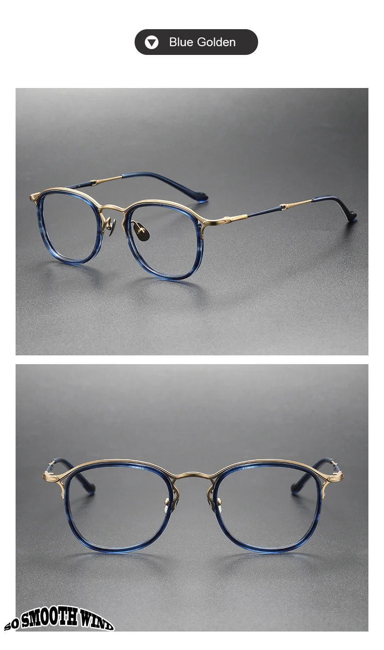 Japanische Handmade Gläser Rahmen Retro Oval Titan Acetat Brillen Dünne Männer Frauen Brillen Lesen Myopie Rezept Objektiv – Detail 14