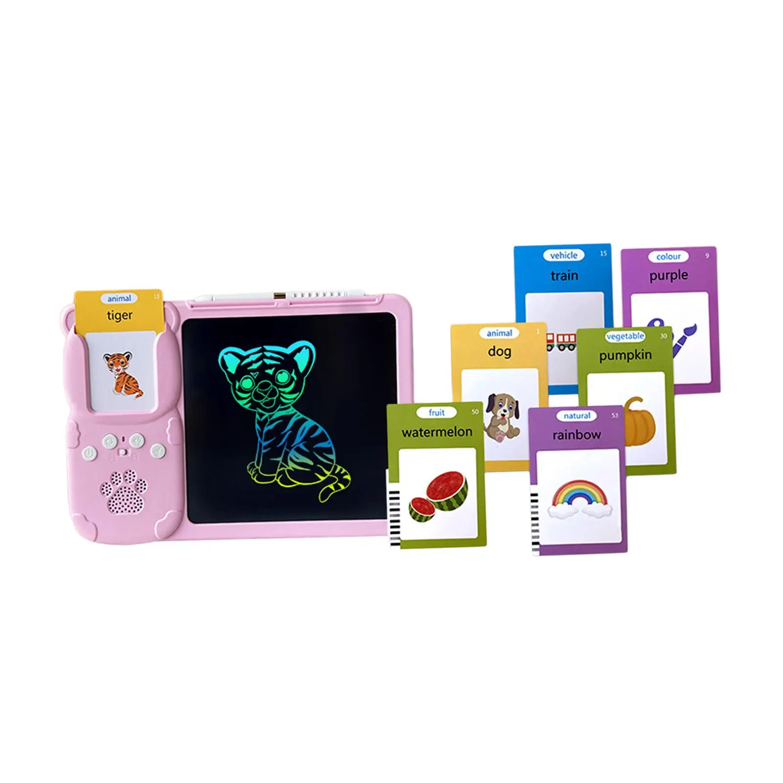 Talking Flash Cards Writing Tablet Montessori Educational Speech Toys with Drawing Board for Girls Boys Age 2-6 Child Gifts
