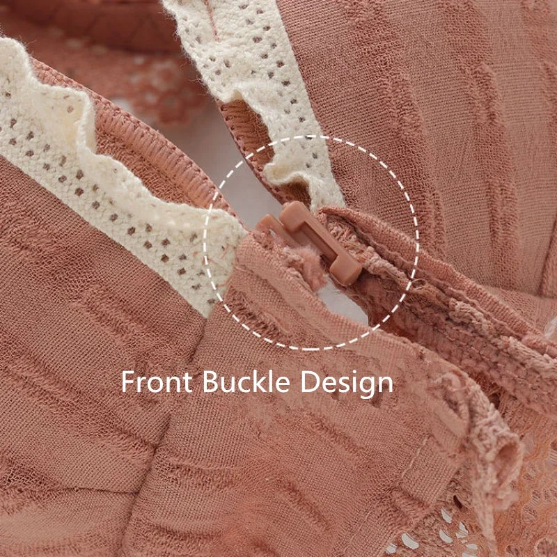 Fashion Front Closure Girls Sweet Lace Bra Wire Free Comfortable Underwear Women Seamless Breathable Lingerie Female Bras