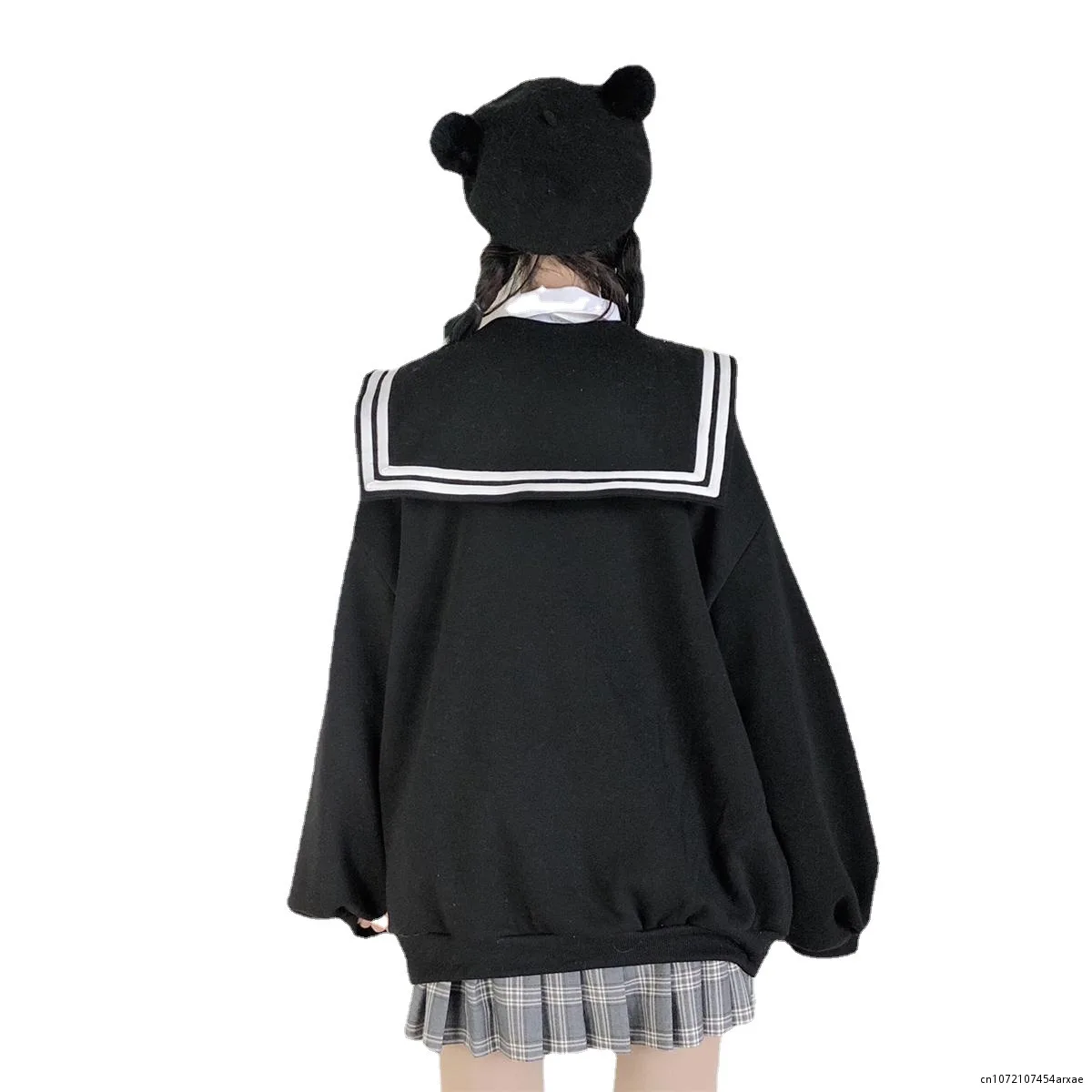 Sailor suit women hoodie Goth Autumn Winter Hoodies Women Zipper Up Harajuku Sweatshirt Gothic Clothes Loose 4
