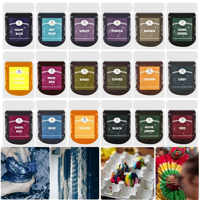 Fabric Dye 24 Colors Dye Textile Pigment Powder 10g DIY Clothing Refurbished Coloring Multifunctional Tie-Dye Handmade Supplies