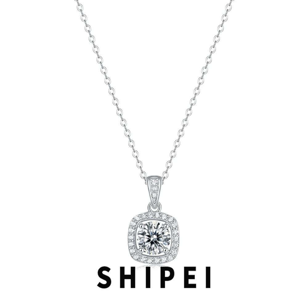 

SHIPEI 1CT D Moissanite Diamond Gemstone Fine Jewelry For Women 100% 925 Sterling Silver Sparkling Necklace Pendant Wholesale