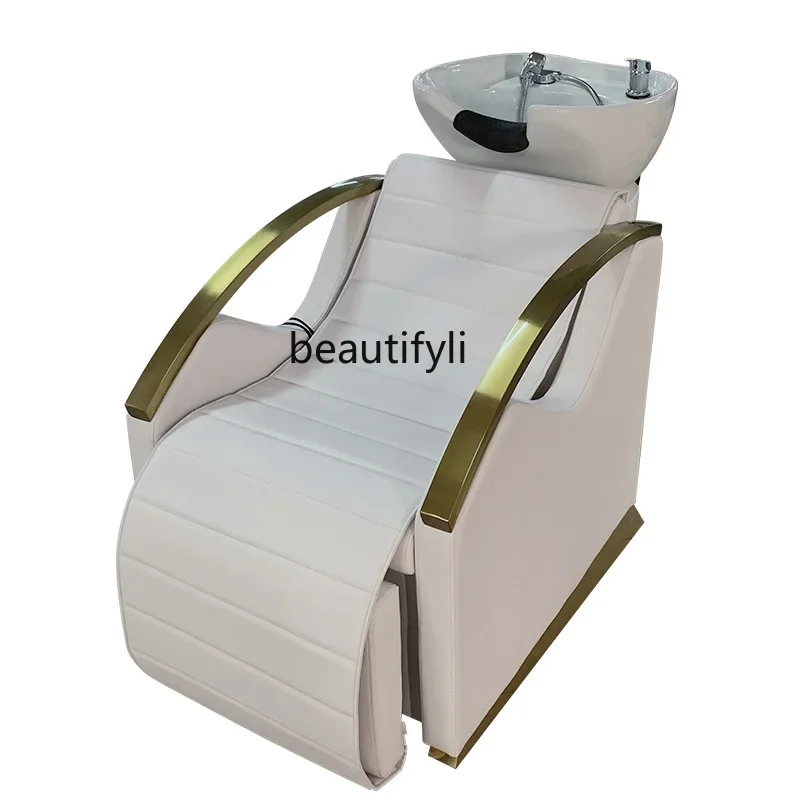 

Electric Adjustable Barber Shop Shampoo Chair High-End Ceramic Basin Hair Salon Half Lying Flushing Bed