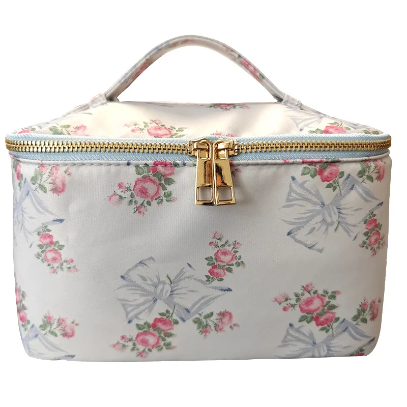 Flowers Bow Printed Nylon Waterproof Travel Make up Pouch Bags Backpack Tote bag Duffle Bag Fanny Pack for Women Girl Ladies 6