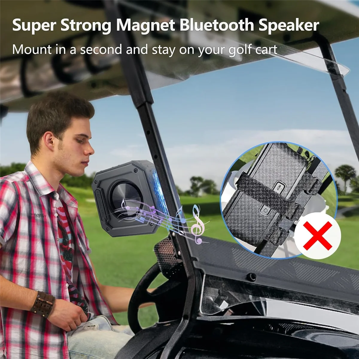 15W Golf Speaker,Portable Magnetic Bluetooth Speaker Outdoor IPX7 Waterproof Bluetooth Speaker, Golf Cart Accessories view 5