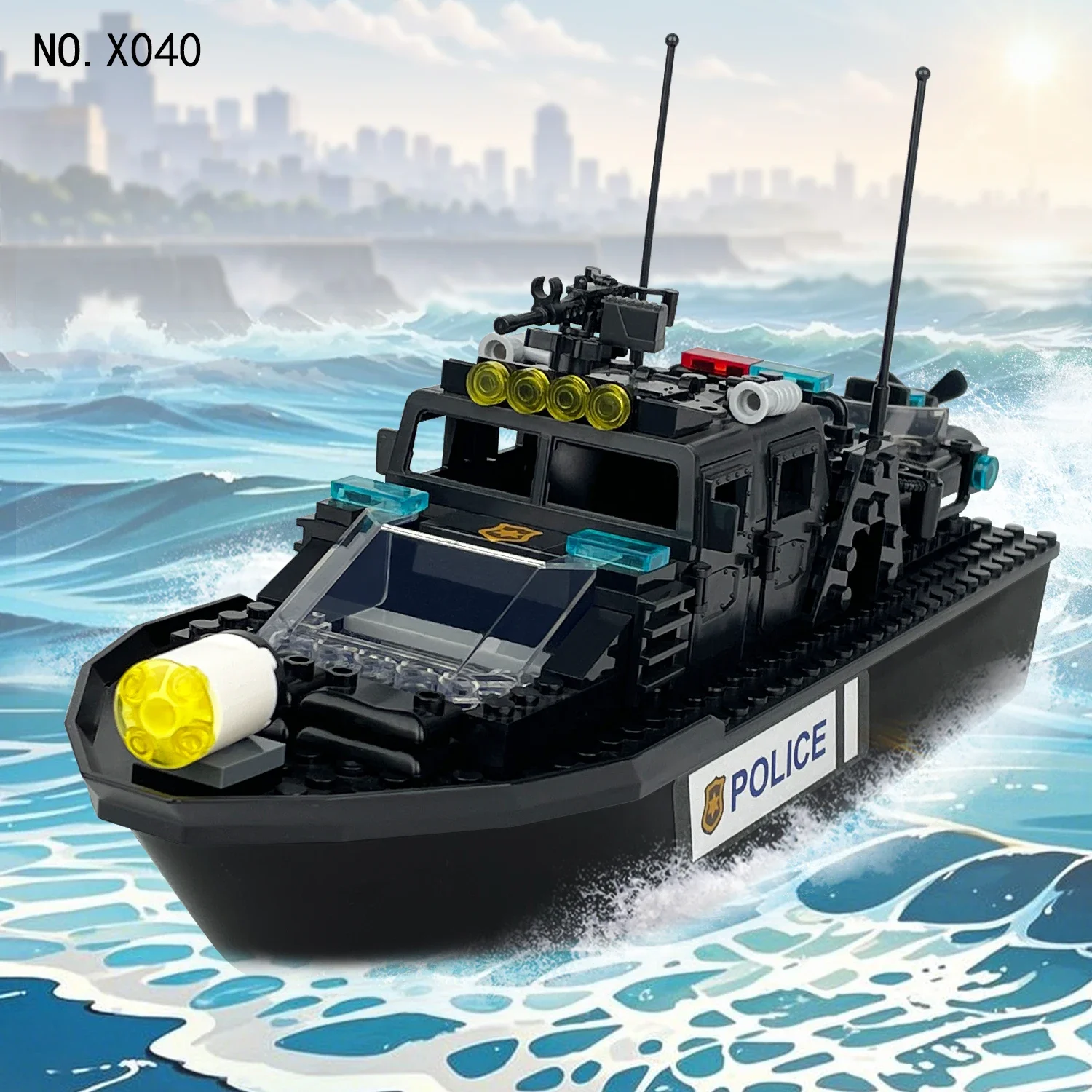 Building Blocks Toys Coast Guard Tomahawk Ship Building Area Set City Police Patrol Ship Particle Brick Toys for Boys Children - 3