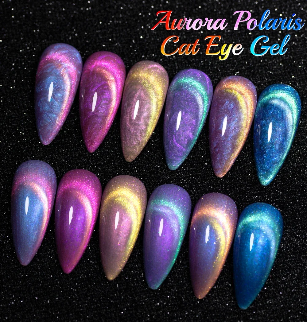 Description Picture 2 of item7.5ML Aurora Shell Thread Cat Magnetic Gel Nail Polish Sparkling Glitter Pearl Cat Eye Soak Off Semi-Permanent Nail Art Varnish