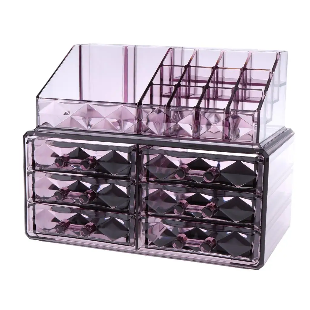 Makeup Organiser Luxury Cosmetics Premium Acrylic Case Storage Insert Holder Box with 6 Drawers