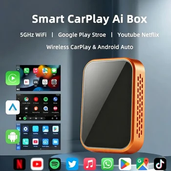 Nueva Actualización: Caja Android AI, Adaptador de Carplay y Android Auto de Conexión Cableada a Inalámbrica, WiFi para YouTube y Netflix, Inteligente para Auto con Play Store Integrado 1