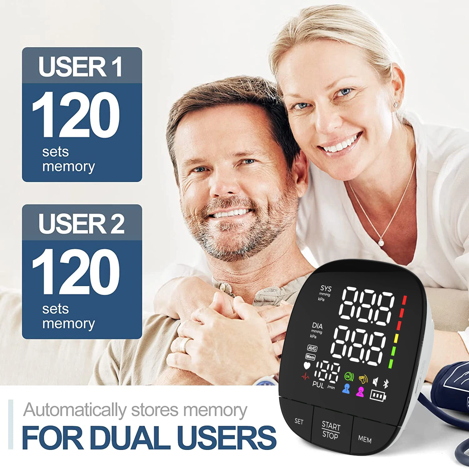 Kingclinic Digital Electronic Automatic Blood Pressure Monitor Heart Rate Pulse Monitor Long Cuff