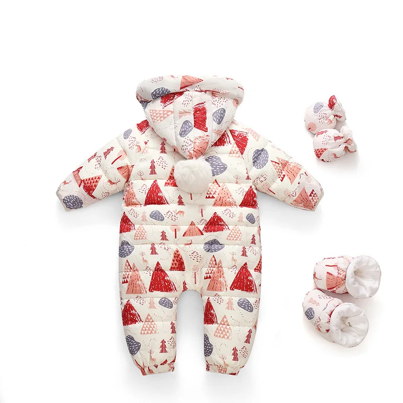 Newborn Winter Down Overall For Children Infant Thicken Clothes Baby Hooded Clothes Babies Girls Clothing Toddler Rompers