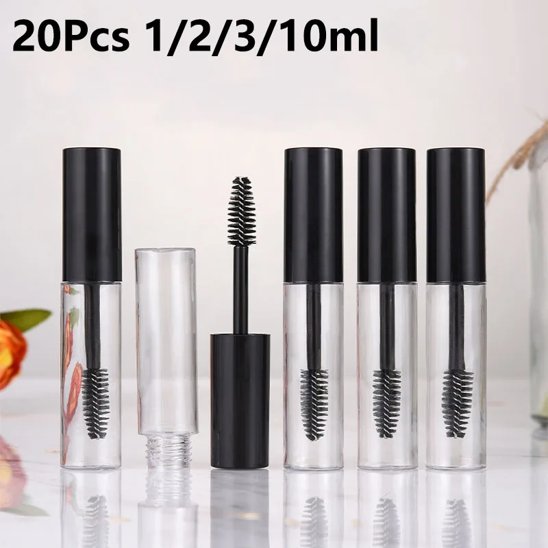 20 Pieces 1/2/3/10ml Refillable Mascara Bottles Empty Clear Cosmetic