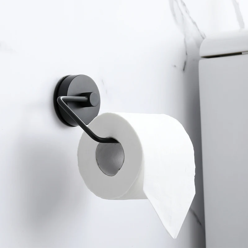 Toilet Accessories Vacuum Suction Cup Robe Hook Towel Rail Rack Roll Paper Holder Reusable Bathroom Hardware Holder Black Silver