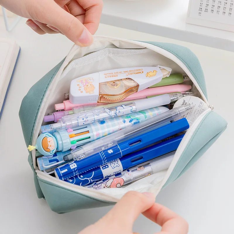

Pencil Case Portable Large Capacity Student Stationery Box Creative Snap Fastener Multifunctional Pencil Bag Stationery Storage