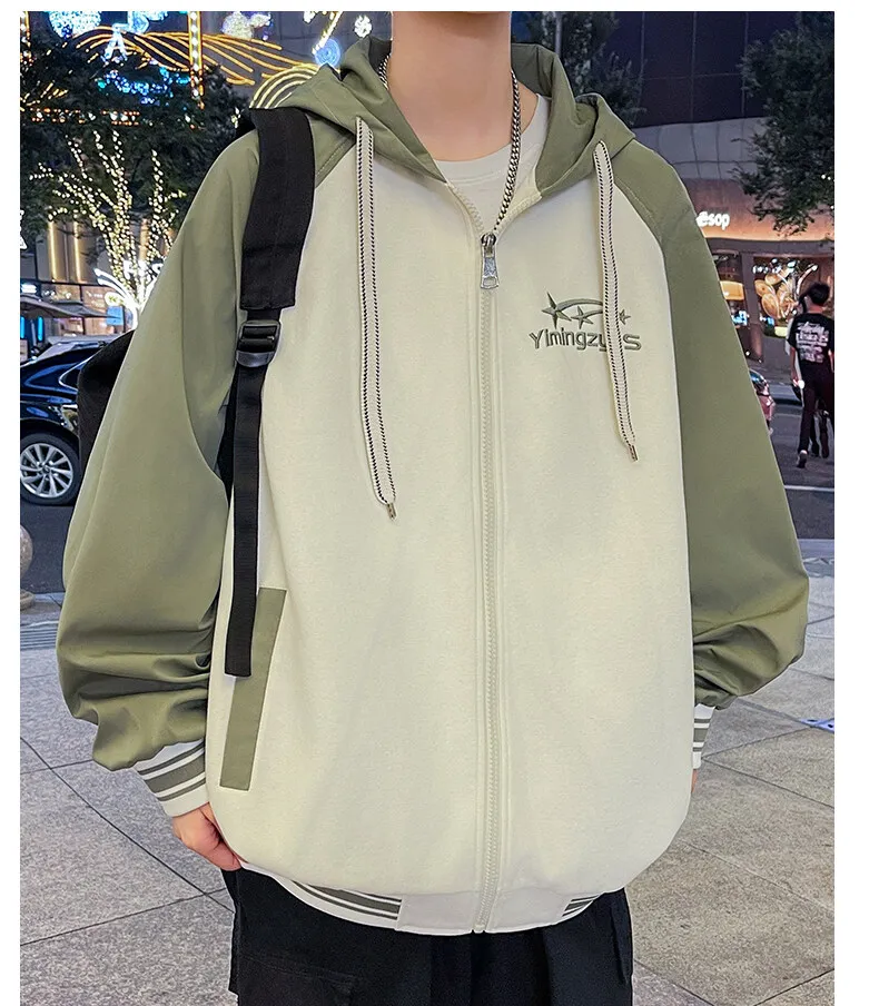 Hochwertige Herren-Jacken aus lässiger Baumwolle mit Kapuze, 2026, Frühling und Herbst, Outdoor-Kapuzenmäntel, Jugend, Streetwear, Windjacke, Top-Kleidung – Detail 14
