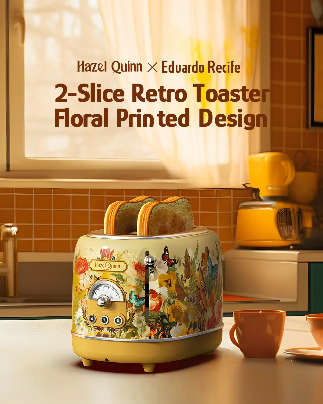 220V Vintage Electric Kettle with Unique Brazilian Artist Hand-painted Design, 304 Stainless Steel 5