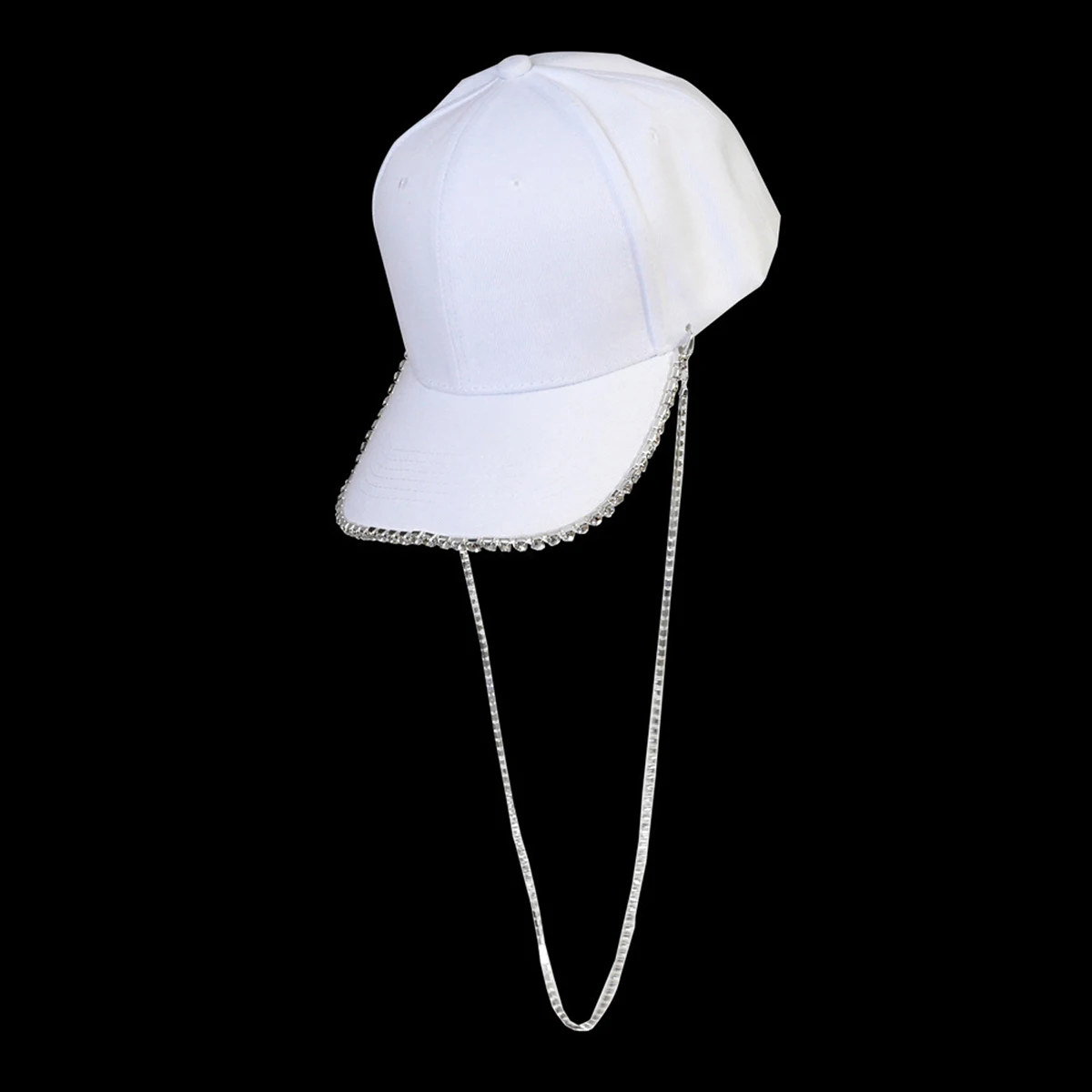 Stylish Women s Baseball Cap with Sparkling Rhinestone Chain Adjustable Trucker Hat for Outdoor Activities Breathable Design